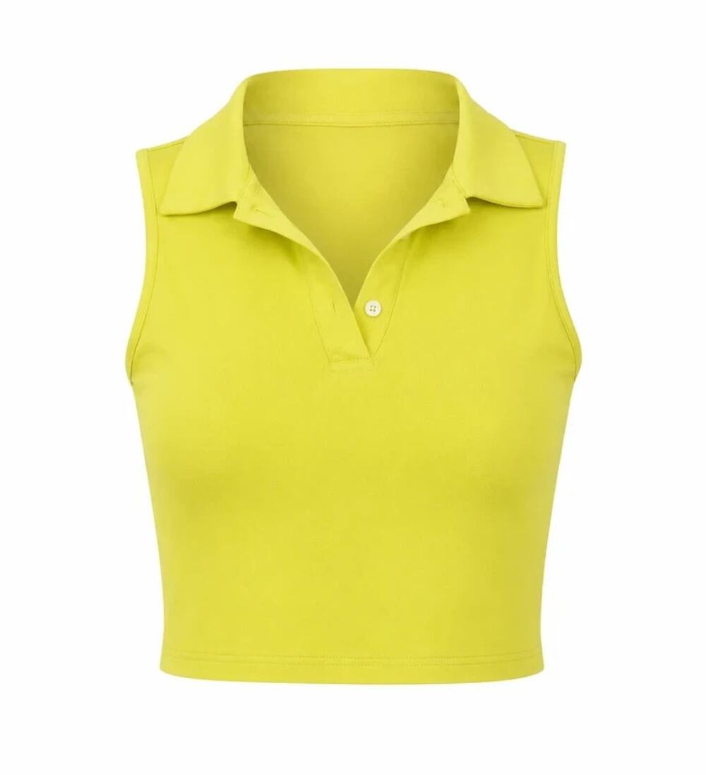 Lilly Pulitzer Neon Lime Green Sleeveless Polo Crop Top-Medium